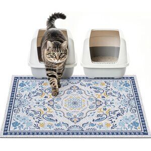 Cat Litter Mat Trapping Rug 33"x22", Large Litter Box Mat for Floor, Non-Slip Wa